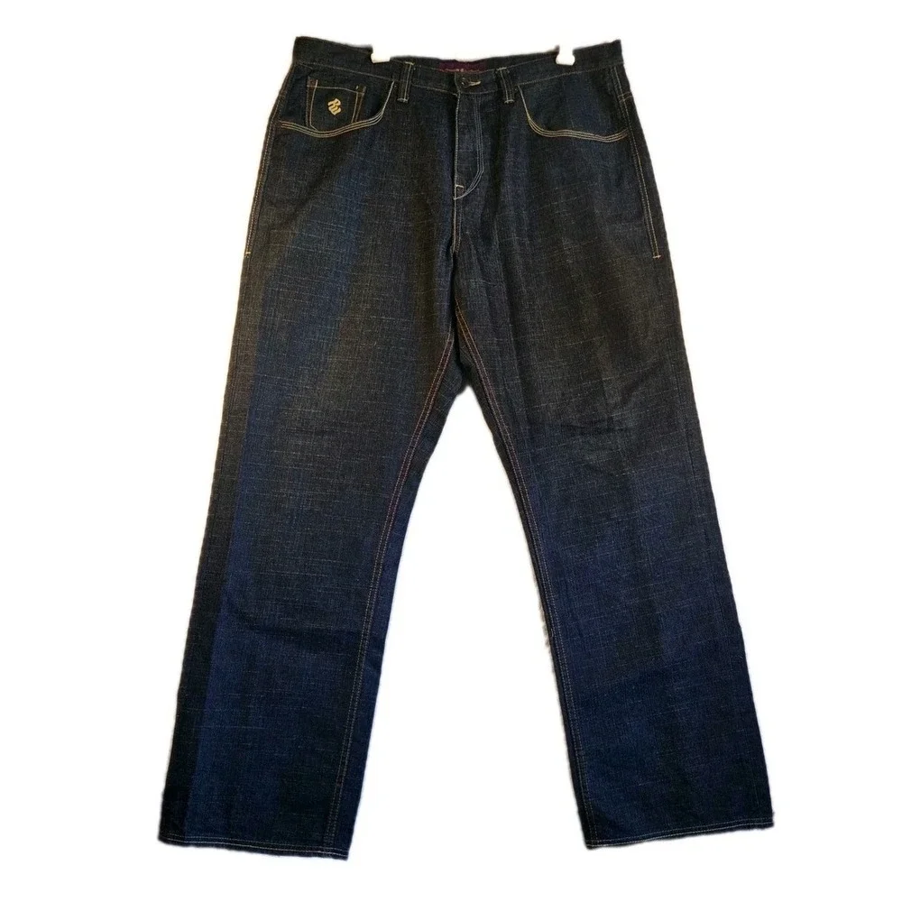 Rocawear Men's Dark Wash Denim Jeans Wing Logo Embroidered Size 40